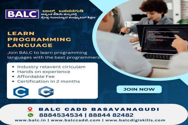 Start Learning C and C++ at BALC Software Training Centre Basavanagudi, Bengaluru.